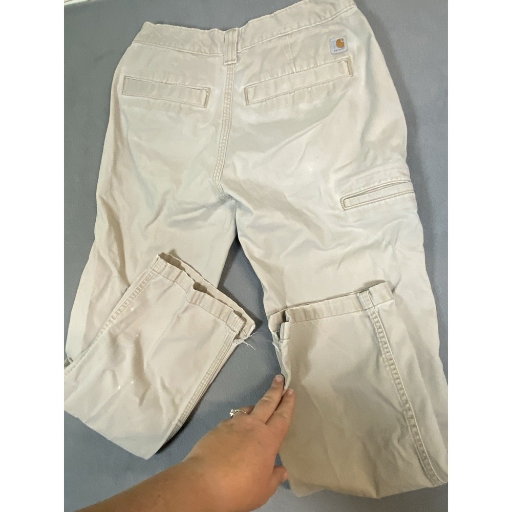 Carhartt Relaxed Fit Thrashed Khaki Pants/ Slacks Beige Measures 28 X 27 - Picture 13 of 16